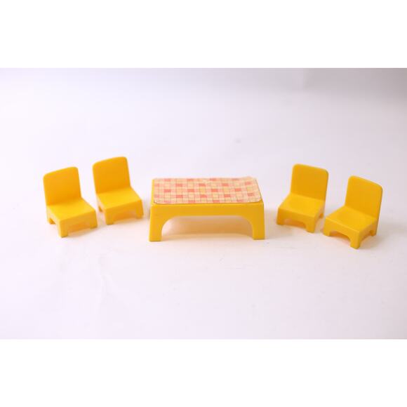 Hasbro, Weebles, Yellow Table with 4 Chairs - Picture 1 of 3